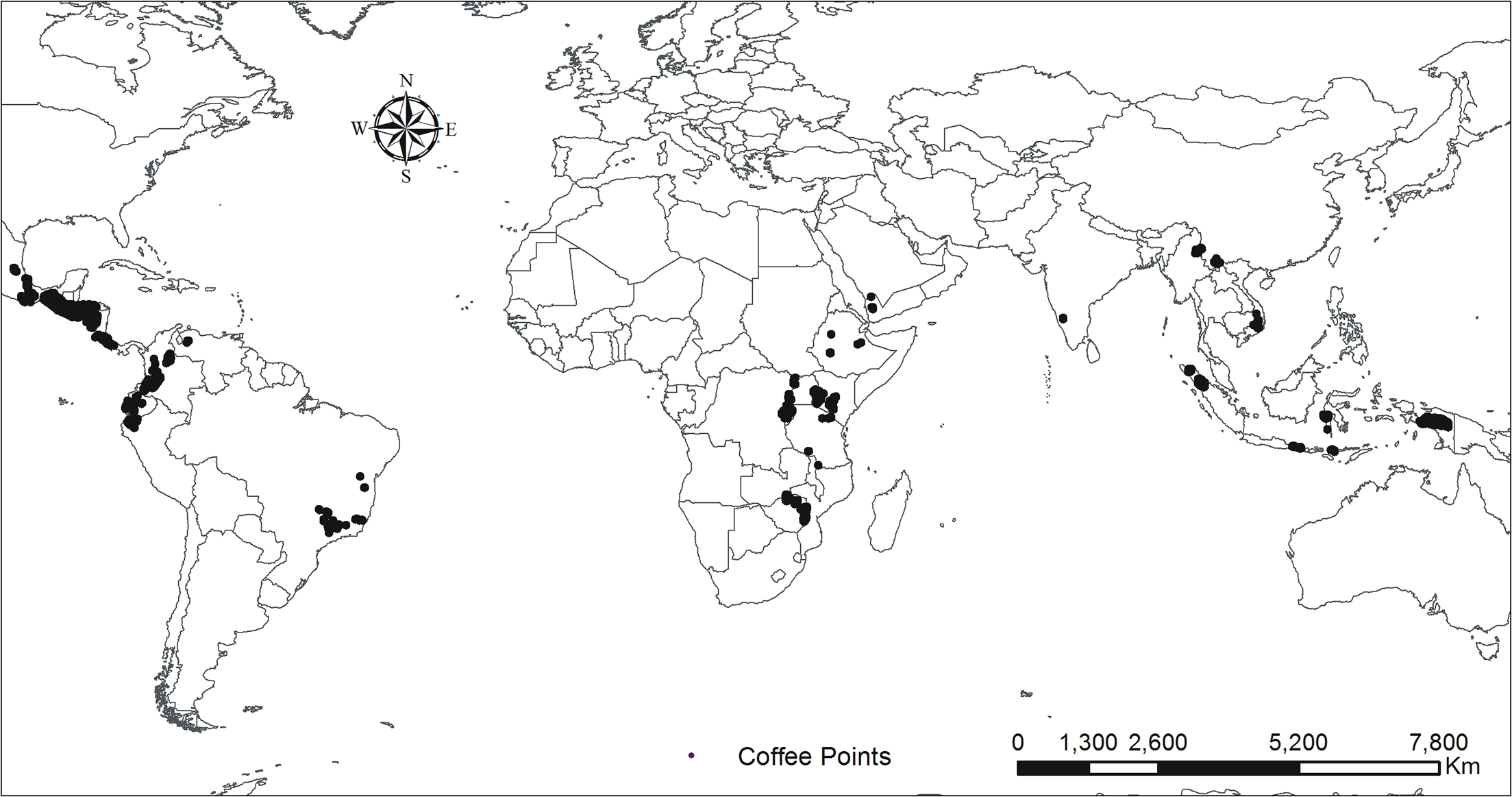 Where in the world is coffee grown most?