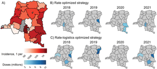 Demonstration of district-level vaccination deployment strategies in the Democratic Republic of the Congo (DRC).