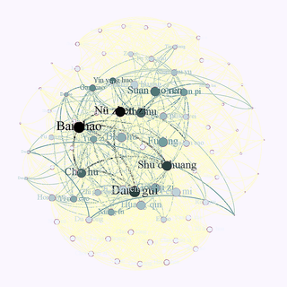 <h2>The network of herb pairs in the prescribed CHM formulae from included studies.</h2>