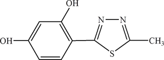 Formula of 4-(5-methyl-1,3,4-thiadiazole-2-yl) benzene-1,3-diol (the C1 compound).