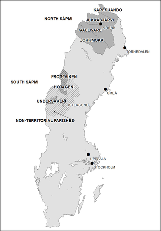 Map of Sweden, including parishes in the study area of Swedish Sápmi 1800–1895.