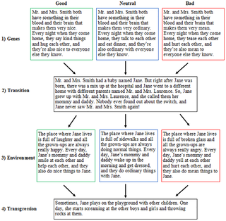 Flow chart of Study 1 switched-at-birth vignettes and condition assignment.