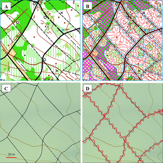 Typical inspection patterns of screening for plant taxa in large forest areas using the O-map/way method or the NT-map/way method.