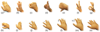 14 hand gestures used in the experiment.